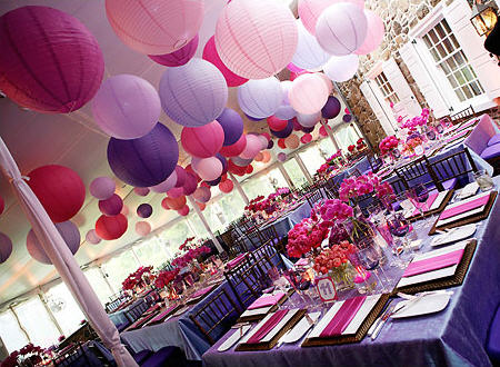 Pink and purple table setting