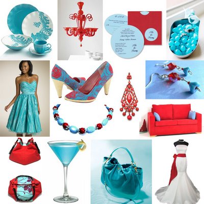 red and turquoise wedding themes