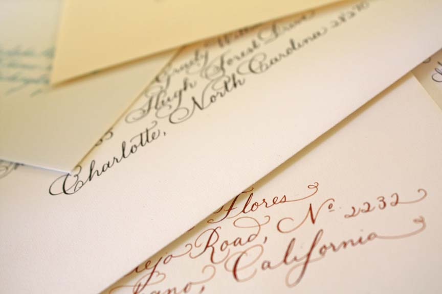 Calligraphy for wedding envelope