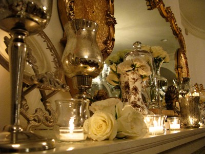 gold mantle decor