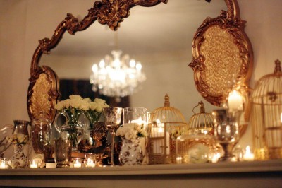 vintage decorated mantle