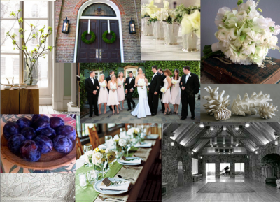 green, cream, brown, and plum inspiration board