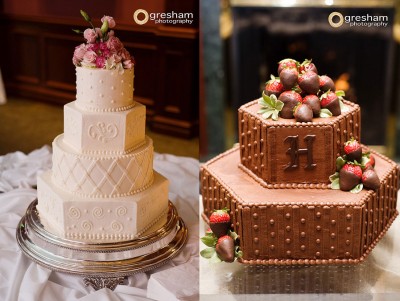 matching bride and groom cakes
