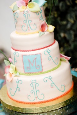 Blue and Orange Wedding Cake