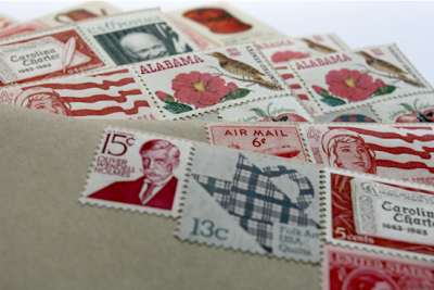 wedding invitations vintage stamps