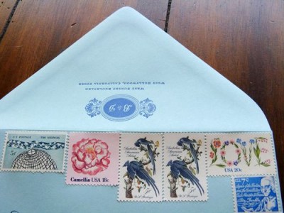 wedding invitations vintage stamps