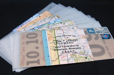 wedding invitations vintage stamps