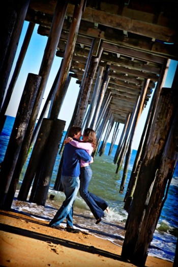 Wheeeee! Celebrating our impending nuptials under the Kitty Hawk Pier