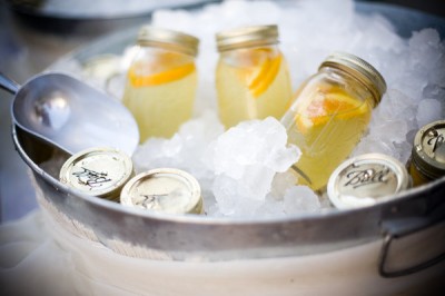 lemonade in mason jars with orange slices