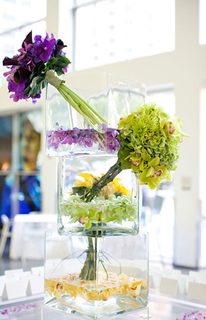 glass wedding centerpieces purple 2012