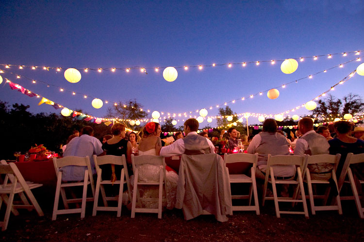 wedding tent canopy lighting night reception Outdoor Wedding Reception 