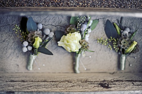 gray-and-green-boutonnieres-with-berries gray-and-green-boutonnieres-with-berries