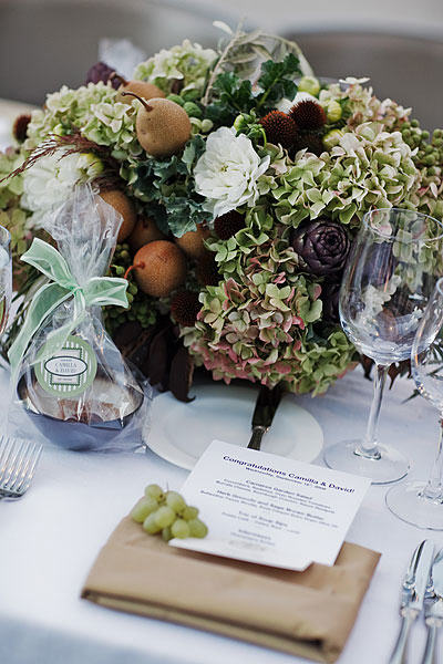 Hydrangea Wedding Centerpieces. Napa Wine Country Wedding