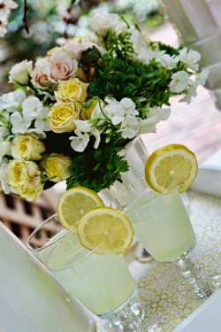 Drinks Garnished with Lemon Slices