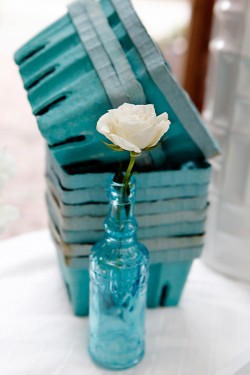 Single Flower in Blue Glass Vase