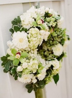 Fluffy White and Green Wedding Wreath