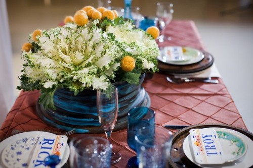 Blue and Green Wedding Centerpieces