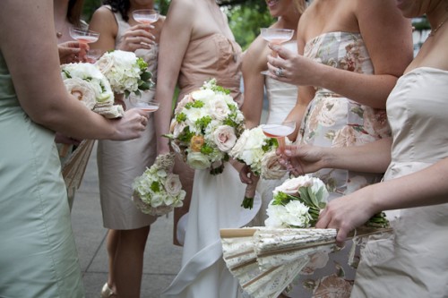 Bridesmaids with Fans