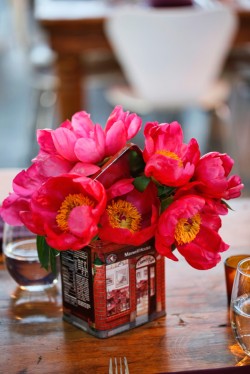 Hot Pink Flowers in Vintage Tin