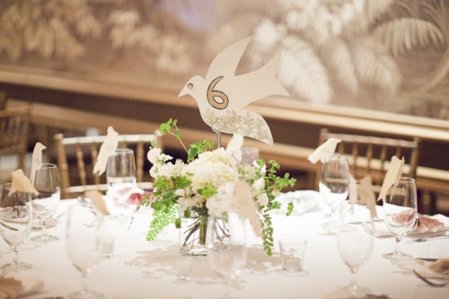 Pink Green and Gold Wedding Centerpiece