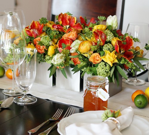 Summer Citrus Tabletop Orange and Yellow Centerpiece