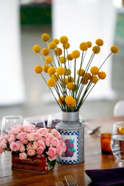 Wedding Flowers in Vintage Tins
