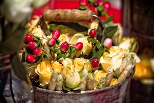 Fresh Flowers in Galvanized Bucket