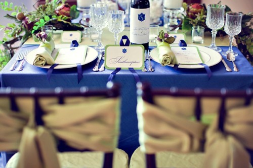 Royal Blue and Champagne Wedding Tabletop
