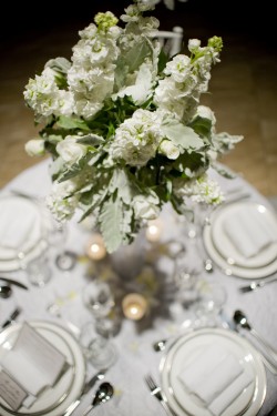 Tall Green and White Centerpiece