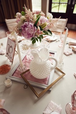 Unique Wedding Centerpieces Milk Glass and Picture Frames