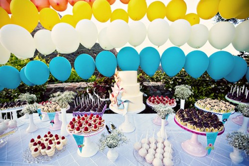 Cake Table with Balloon Garland