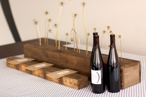 Modern Urban Wedding Ideas Dandelion Centerpiece