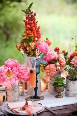 Pink Orange and Coral Garden Centerpiece