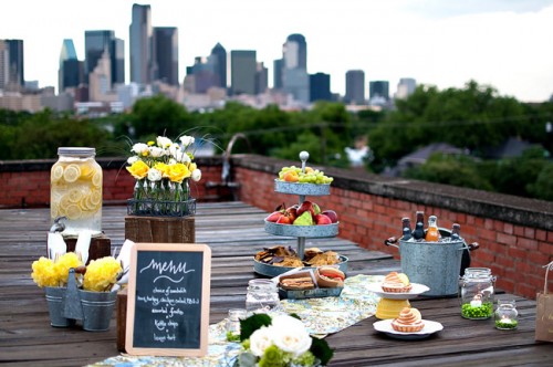 Urban Rooftop Picnic Wedding Theme Ideas