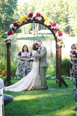 Rustic wooden wedding arch