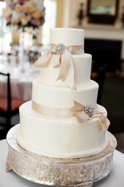 Classic-Wedding-Cake-with-Pink-Ribbon Classic-Wedding-Cake-with-Pink-Ribbon