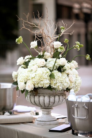 hydrangeas and roses centerpieces. Hydrangea-and-Rose-Urn-