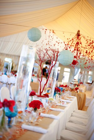 red and aqua wedding ideas