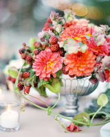 Dahlia and Raspberry Centerpiece