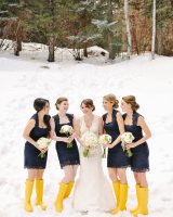 Bridesmaids in Yellow Snow Boots