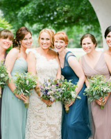 Bridesmaids in Shades of Blue and Purple