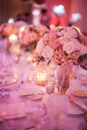 Pink Hydrangea and Rose Centerpiece Pink Hydrangea and Rose Centerpiece