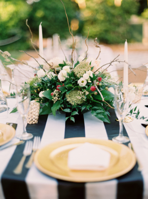 Black and White Striped Wedding Table Black and White Striped Wedding Table