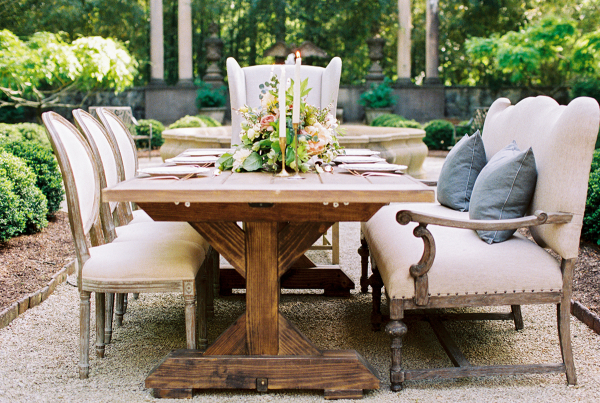 Farmhouse Tables and Upholstered Seating for Wedding Farmhouse Tables and Upholstered Seating for Wedding