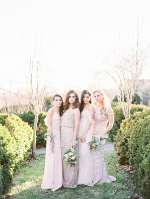 Mismatched Bridesmaids in Pink Mismatched Bridesmaids in Pink
