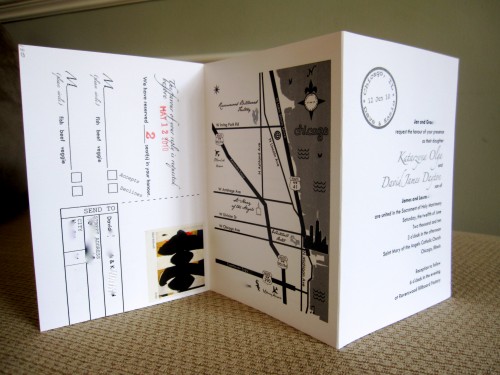 diy z fold wedding invitations travel chicago theme