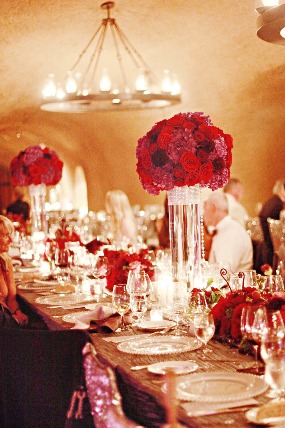 Tall Red and Purple Wedding Centerpieces Elizabeth Anne