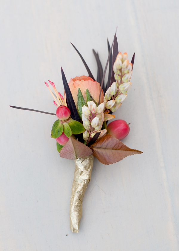 Peach Rose Boutonniere With Berries - Elizabeth Anne Designs: The