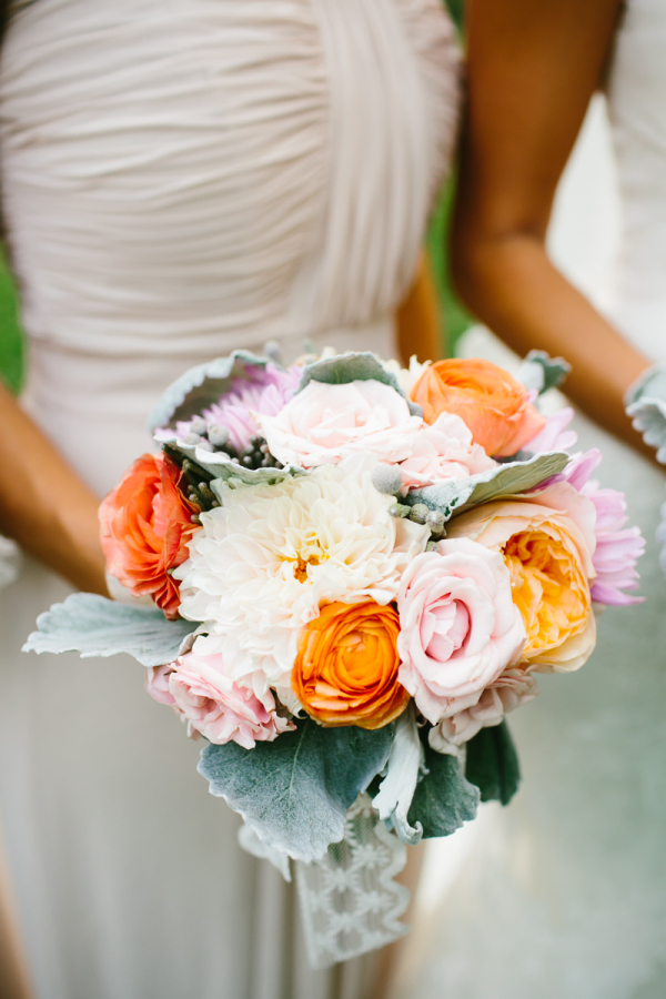Pink and Orange Bouquet With Dusty Miller - Elizabeth Anne Designs: The ...
