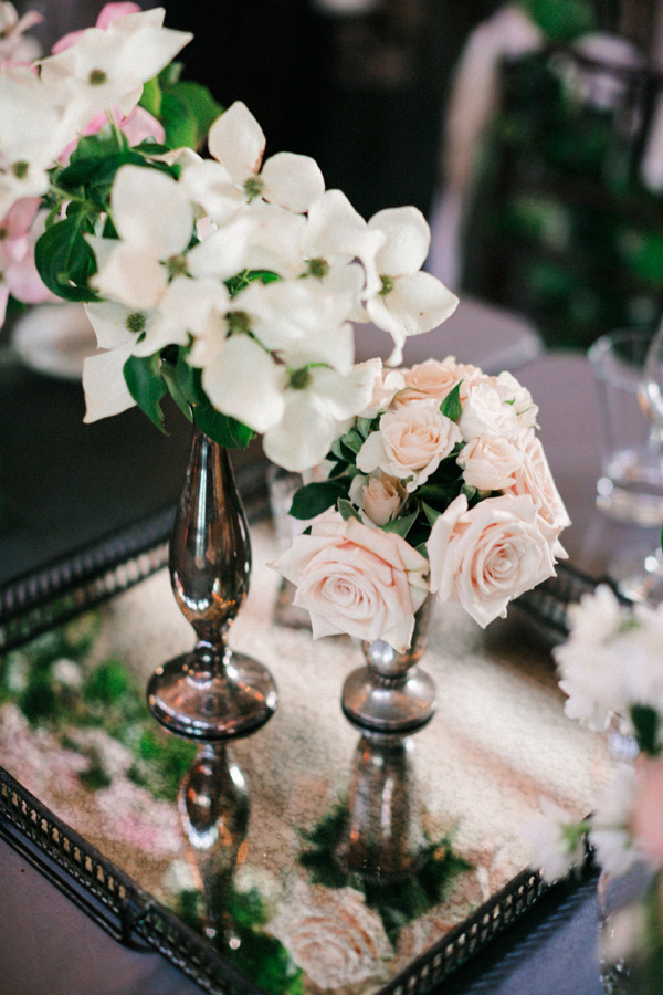 Flowers in Vintage Vases on Mirrored Tray - Elizabeth Anne ...